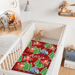 Cartoon Santa Claus Customized Christmas Blanket - Christmas Classic Red and Green Personalized Name Soft Flannel Blanket - Christmas Gift For Child - OLESA