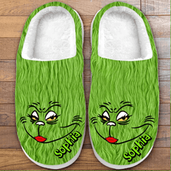 Cat Face Emoji Cotton Slippers - Personalized Name Customized Cotton Slippers - Gifts for the Family - OLESA