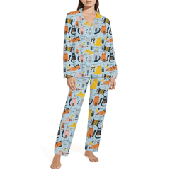 Cat Pattern Customized Pajama Set - Personalized Name Cartoon Comfort Pajamas - A Gift For Yourself,Friend,Family,Cat Lovers - OLESA