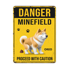 Caution! Poop Zone In Progress - Personalized Metal Sign - Gifts For Dog Lovers - OLESA