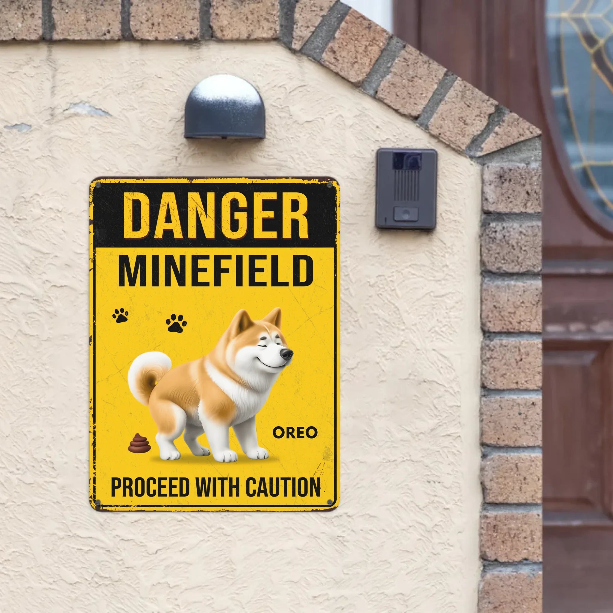 Caution! Poop Zone In Progress - Personalized Metal Sign - Gifts For Dog Lovers - OLESA