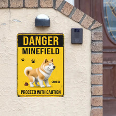Caution! Poop Zone In Progress - Personalized Metal Sign - Gifts For Dog Lovers - OLESA