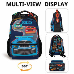 Children's Name Customized Racing Backpacks - Start of School Gift for Kids Who Love Racing! - OLESA