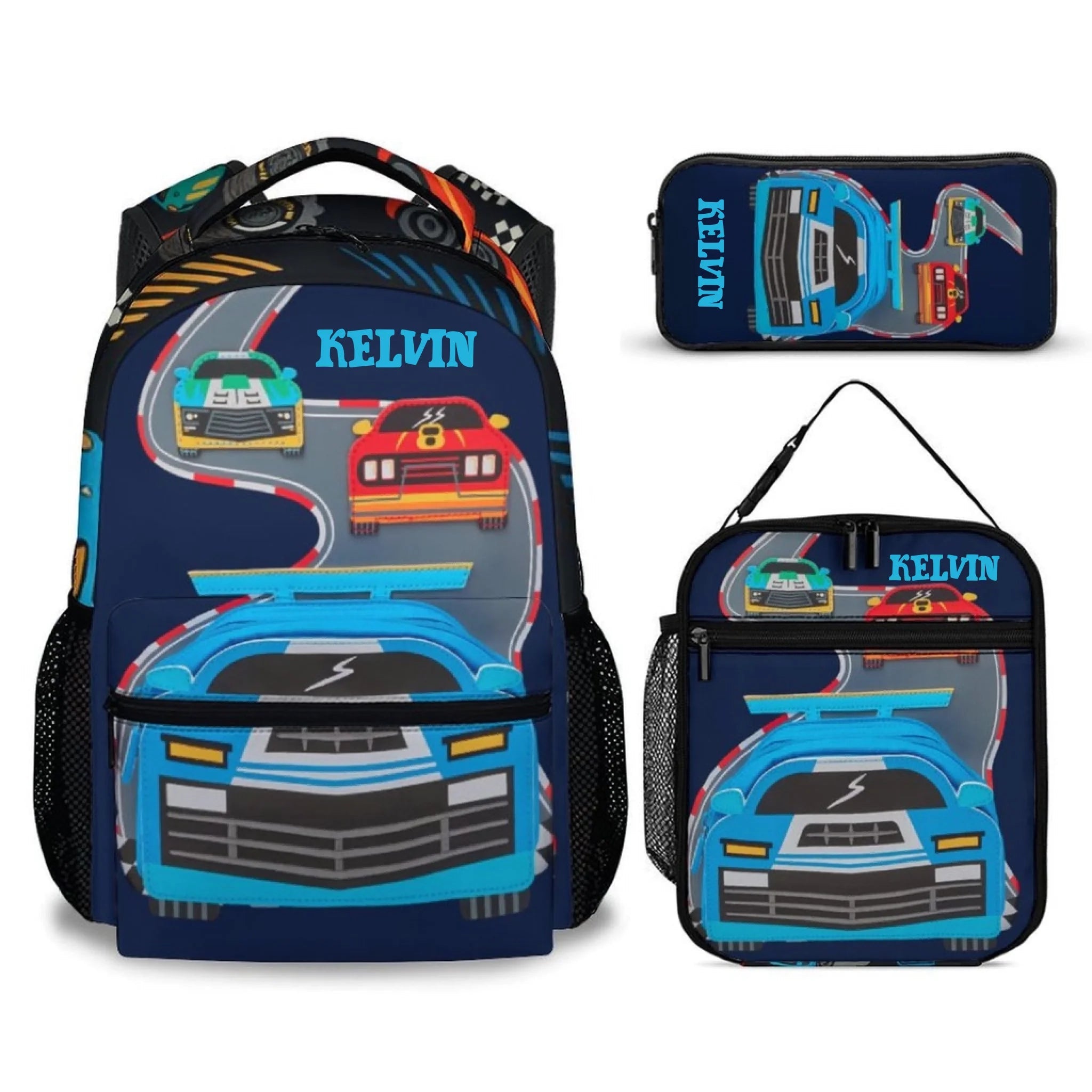 Children's Name Customized Racing Backpacks - Start of School Gift for Kids Who Love Racing! - OLESA