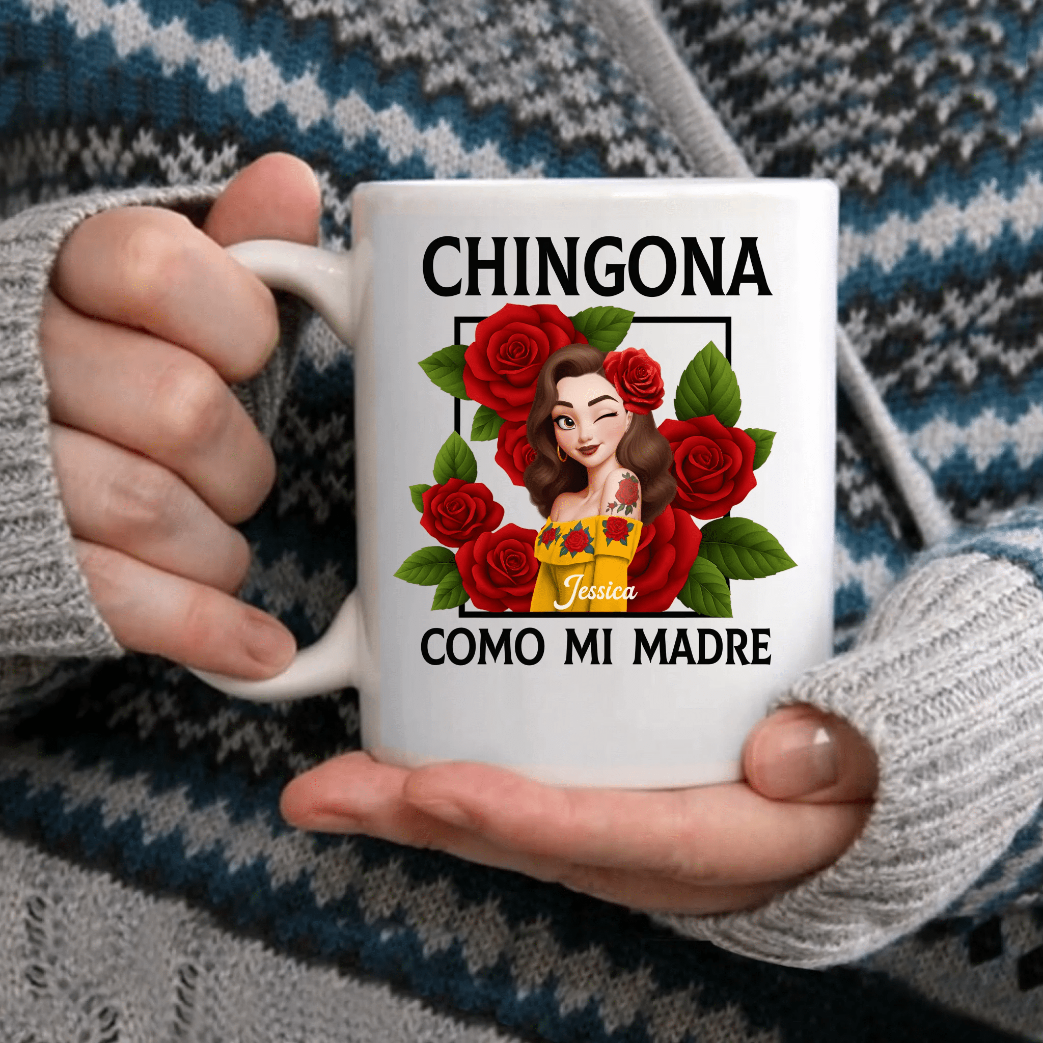 Chingona Como Mi Madre Customized Hispanic Mug - Personalized Characters and Name - Gift For Hispanics And Latinos - OLESA