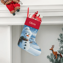 Christmas Classic Cartoon Picture Customized Stockings - Personalized Name Christmas Gift Linen Socks - Christmas Gift For Family,Child,Party - OLESA