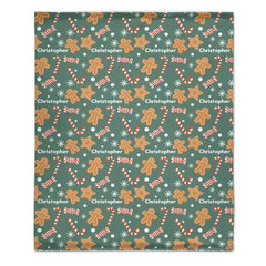 Christmas Cookie and Candy Pattern Custom Blanket - Multiple Color Options Personalized Name Christmas Vibe Blanket - Christmas Gift For Family,Child - OLESA