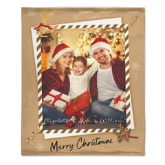 Christmas Cozy Family Photo Custom Blanket - Personalized Photo and Name Merry Christmas Themed Soft Flannel Blanket - Christmas Gift For Family - OLESA