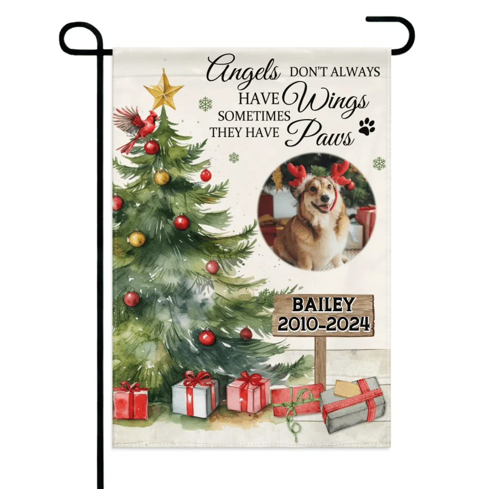 Christmas Custom Pet Memorial Garden Decorations - Personalized Pet Photos and Names Christmas Themed Garden Flags - Christmas Gifts For Pet Owners,Pet Lovers - OLESA