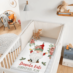 Christmas Gnomes and Flowers Custom Blanket - Merry Christmas Personalized Name Warm Blanket - Christmas Gift For Child,Friend - OLESA