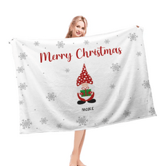 Christmas Gnomes Customizable Multiplayer Blanket - Personalized Gnome and Name Snowflake Pattern Winter Christmas Warmth Blanket - Christmas Gift For Family,Friend - OLESA
