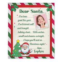Christmas Letter Custom Blanket - Letter To Santa Soft Blanket Personalized With Photo And Name - A Gift For Child - OLESA
