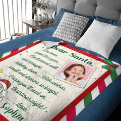 Christmas Letter Custom Blanket - Letter To Santa Soft Blanket Personalized With Photo And Name - A Gift For Child - OLESA