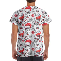 Christmas Themed Clothing - Skull Printed Clothing With Christmas Hat Personalized With Name - A Gift For Yourself,Family,Friend,Colleagues - OLESA