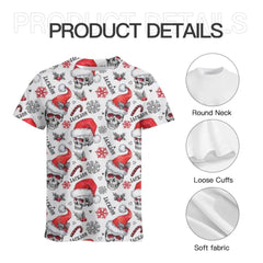 Christmas Themed Clothing - Skull Printed Clothing With Christmas Hat Personalized With Name - A Gift For Yourself,Family,Friend,Colleagues - OLESA