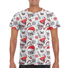 Christmas Themed Clothing - Skull Printed Clothing With Christmas Hat Personalized With Name - A Gift For Yourself,Family,Friend,Colleagues - OLESA