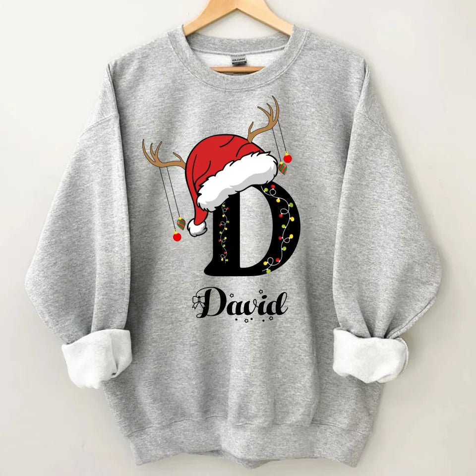 Christmas Themed Family Customized Apparel - Personalized Name and Christmas Style Monogrammed Sweatshirt - Christmas Gift For Family,Friend - OLESA