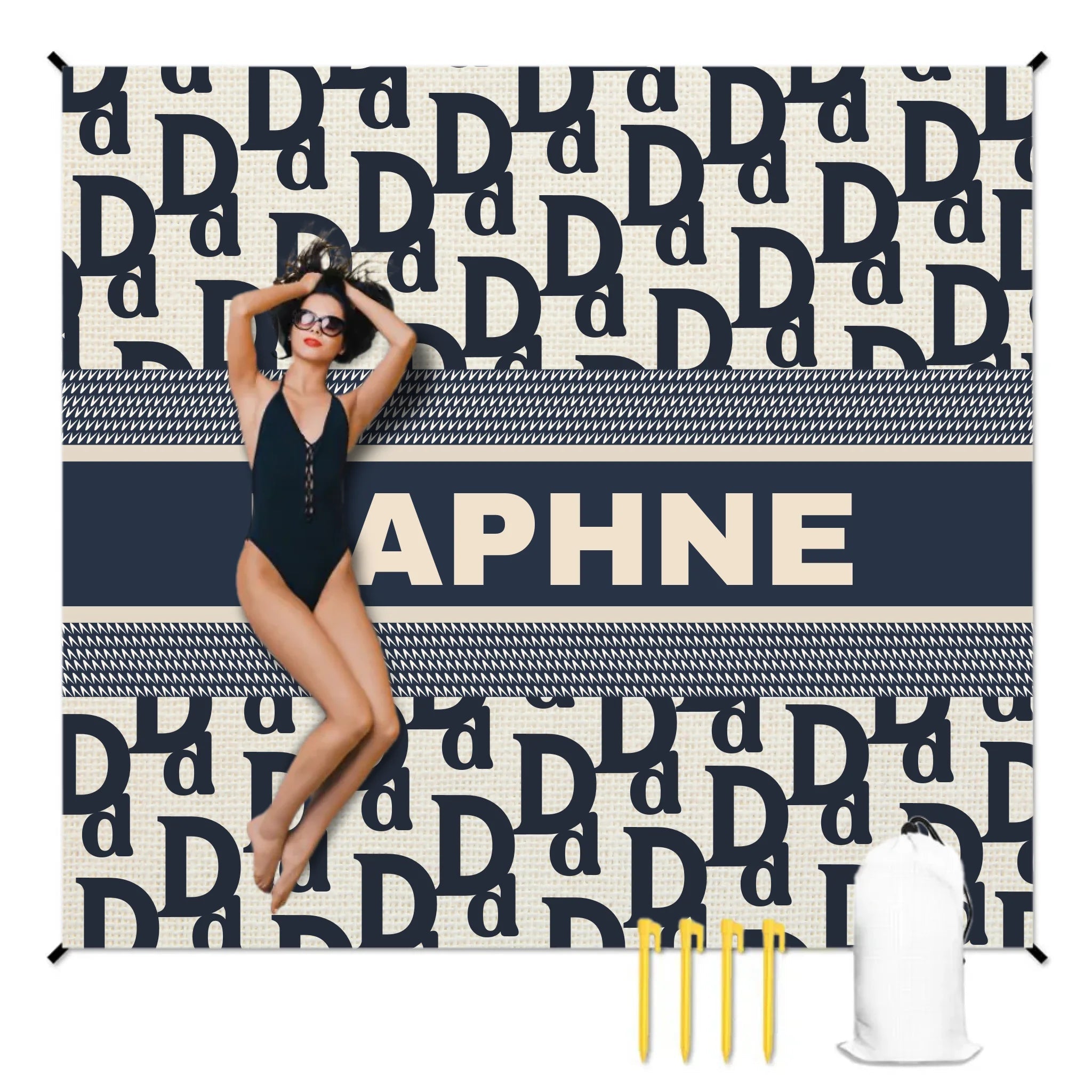 Classic Vintage Style Beach Mat - Personalized Name Beach Mat - OLESA