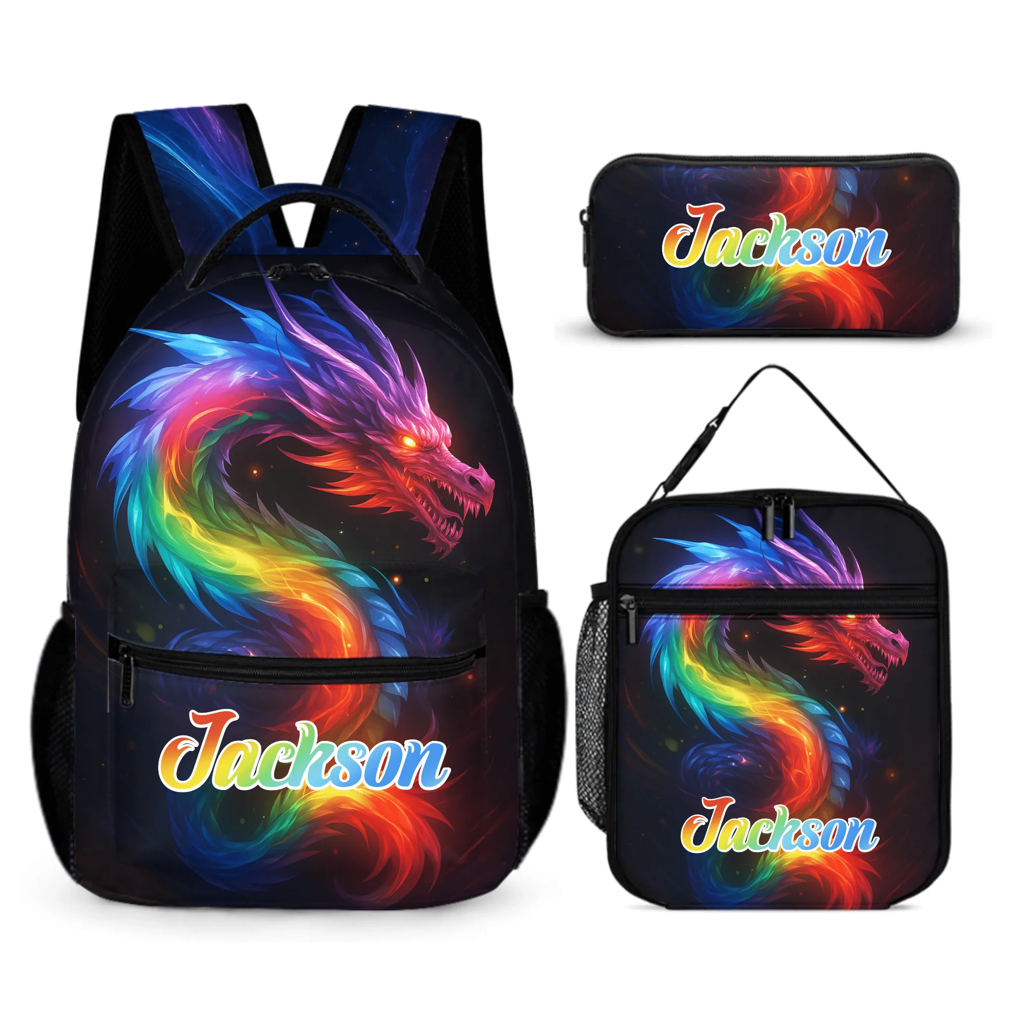 Colorful Dragon Customized Backpack - Fantasy Design - Personalized Name - OLESA