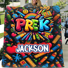 Colorful Graffiti Blanket - Customized Name And Grade - New Semester Gifts - OLESA