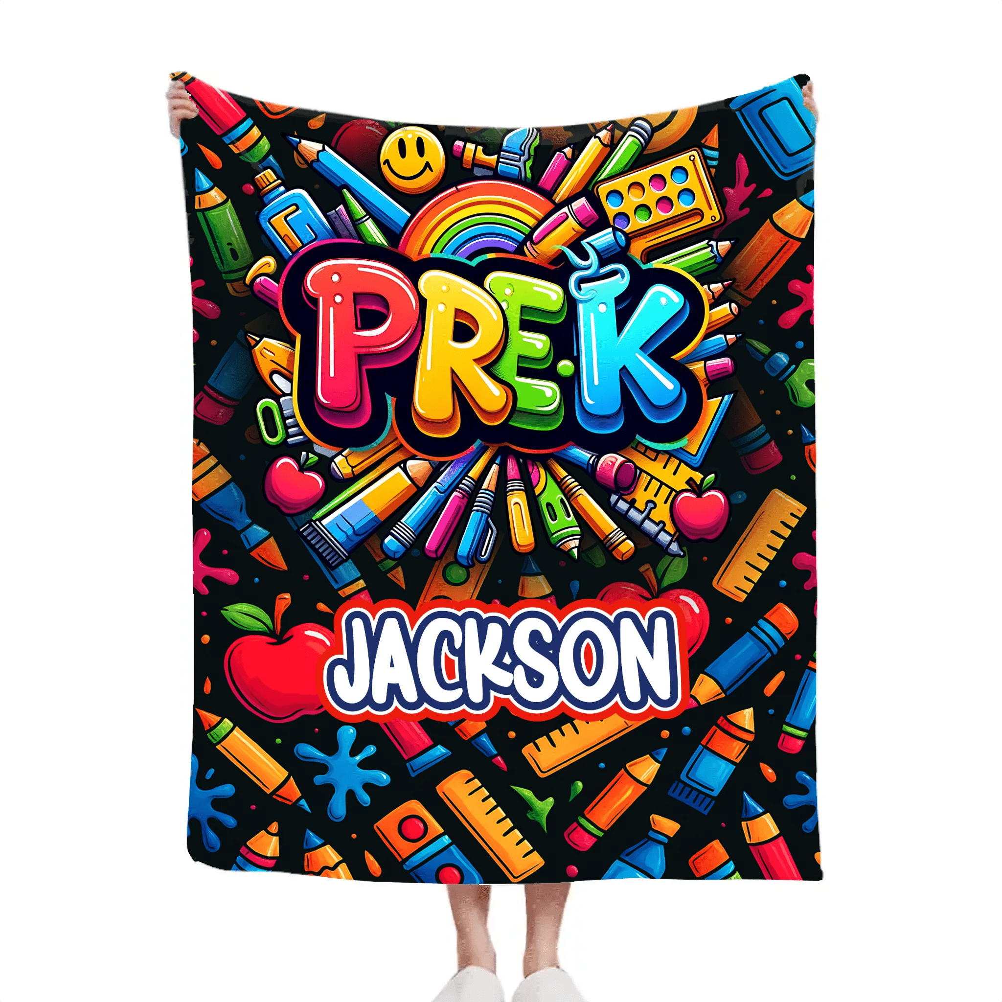 Colorful Graffiti Blanket - Customized Name And Grade - New Semester Gifts - OLESA