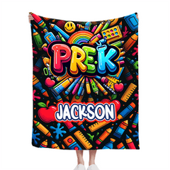Colorful Graffiti Blanket - Customized Name And Grade - New Semester Gifts - OLESA