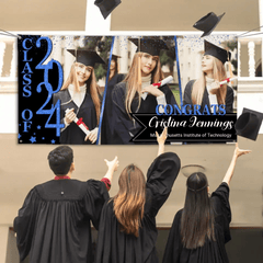 Congratulations Class Of 2024 - Personalized Three Photo Graduation Banner - OLESA