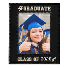 Congratulations To Graduates Gift Blanket, 2024 Graduates, Black Gold Edge Photo Blanket - OLESA