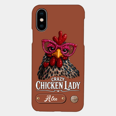 Crazy Chicken Lady Customized Phone Case - Personalized Name And Color - Fun Gift - OLESA