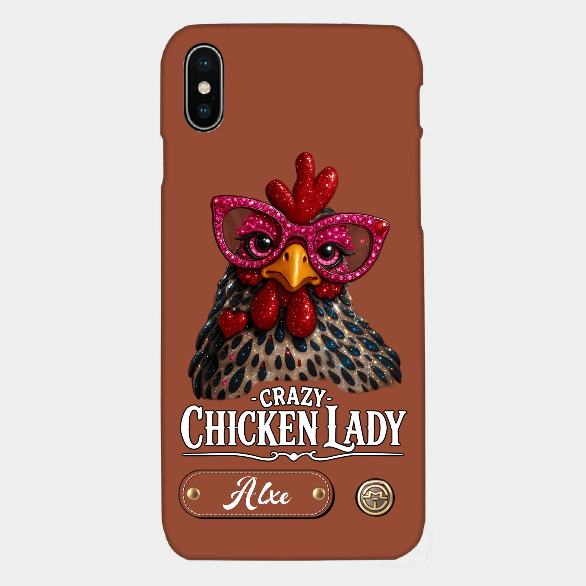 Crazy Chicken Lady Customized Phone Case - Personalized Name And Color - Fun Gift - OLESA