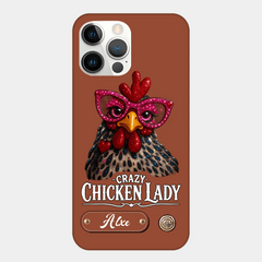 Crazy Chicken Lady Customized Phone Case - Personalized Name And Color - Fun Gift - OLESA