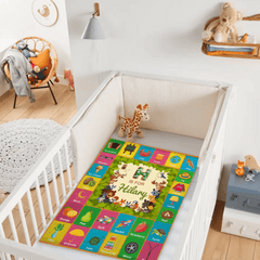 Custom ABC Learning Blanket – Personalized Alphabet Name Throw – Educational Gift for Children - OLESA