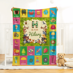Custom ABC Learning Blanket – Personalized Alphabet Name Throw – Educational Gift for Children - OLESA