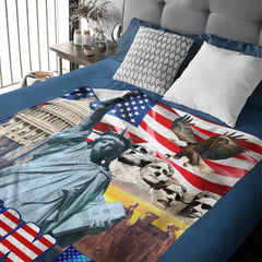 Custom American Flag Blanket - American Stars and Stripes Blanket that can be Personalised with Name - A Gift For Patriots,Friend,Family - OLESA