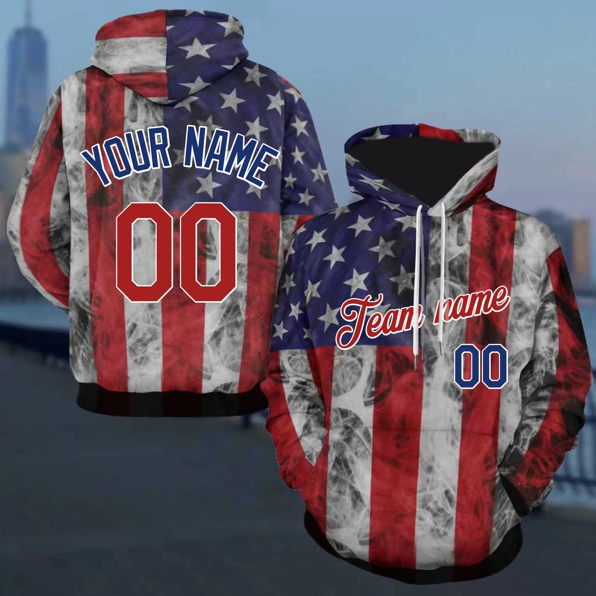Custom American Flag Hoodie - Personalized USA Pride Team Pullover - Gift for Men Women Teens - OLESA
