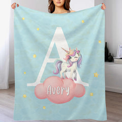 Custom Animal Letter Blanket – Personalized Name Alphabet Throw Blanket – Gift for Kids - OLESA