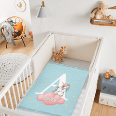 Custom Animal Letter Blanket – Personalized Name Alphabet Throw Blanket – Gift for Kids - OLESA