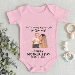 Custom Baby Onesies - You're doing a great job mommy Happy 1st Mother's Day - Personalized Onesie - OLESA