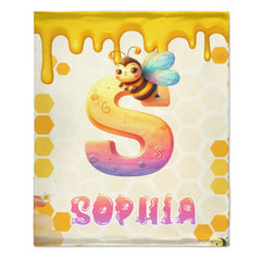 Custom Bee Blanket - Personalized Bumblebee Initial Name Blanket - Gift for Children - OLESA
