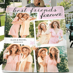 Custom Best Friend Photo Blanket – Personalized Friendship Picture Throw – Gift for Besties - OLESA