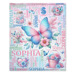 Custom Butterfly Blanket Name Personalized Baby Blanket - Gifts for Children Newborns - OLESA
