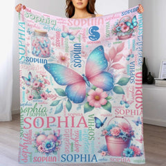 Custom Butterfly Blanket Name Personalized Baby Blanket - Gifts for Children Newborns - OLESA