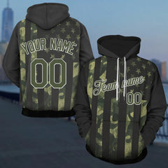 Custom Camo American Flag Hoodie - Personalized Military USA Team Sweatshirt - Gift for Men Women Teens - OLESA
