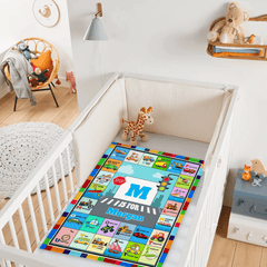 Custom Car & Truck Alphabet Blanket - Personalized Kids Learning Blanket - Gift for Toddlers and Children - OLESA