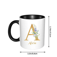 Custom Coffee Mug - Personalized Ceramic Cup with Initial Letter Name Monogram - OLESA