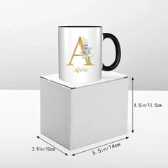 Custom Coffee Mug - Personalized Ceramic Cup with Initial Letter Name Monogram - OLESA
