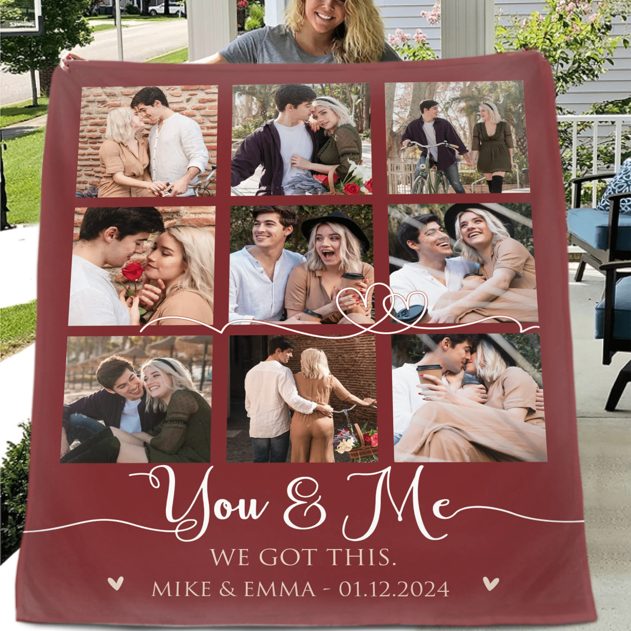 Custom Couple Photo Blanket – Personalized Love Memory Throw – Gift for Couples - OLESA