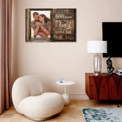 Custom Couple's Photo Decorative Painting - Personalized Photo,Date and Name Art Couple's Photo Unframed Canvas Painting - Gifts for Husband,Wife,Family - OLESA