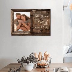 Custom Couple's Photo Decorative Painting - Personalized Photo,Date and Name Art Couple's Photo Unframed Canvas Painting - Gifts for Husband,Wife,Family - OLESA