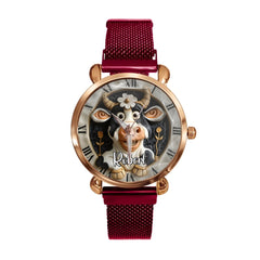 Custom Cow Watch – Personalized Name Engraving & Themed Dial Gift - OLESA